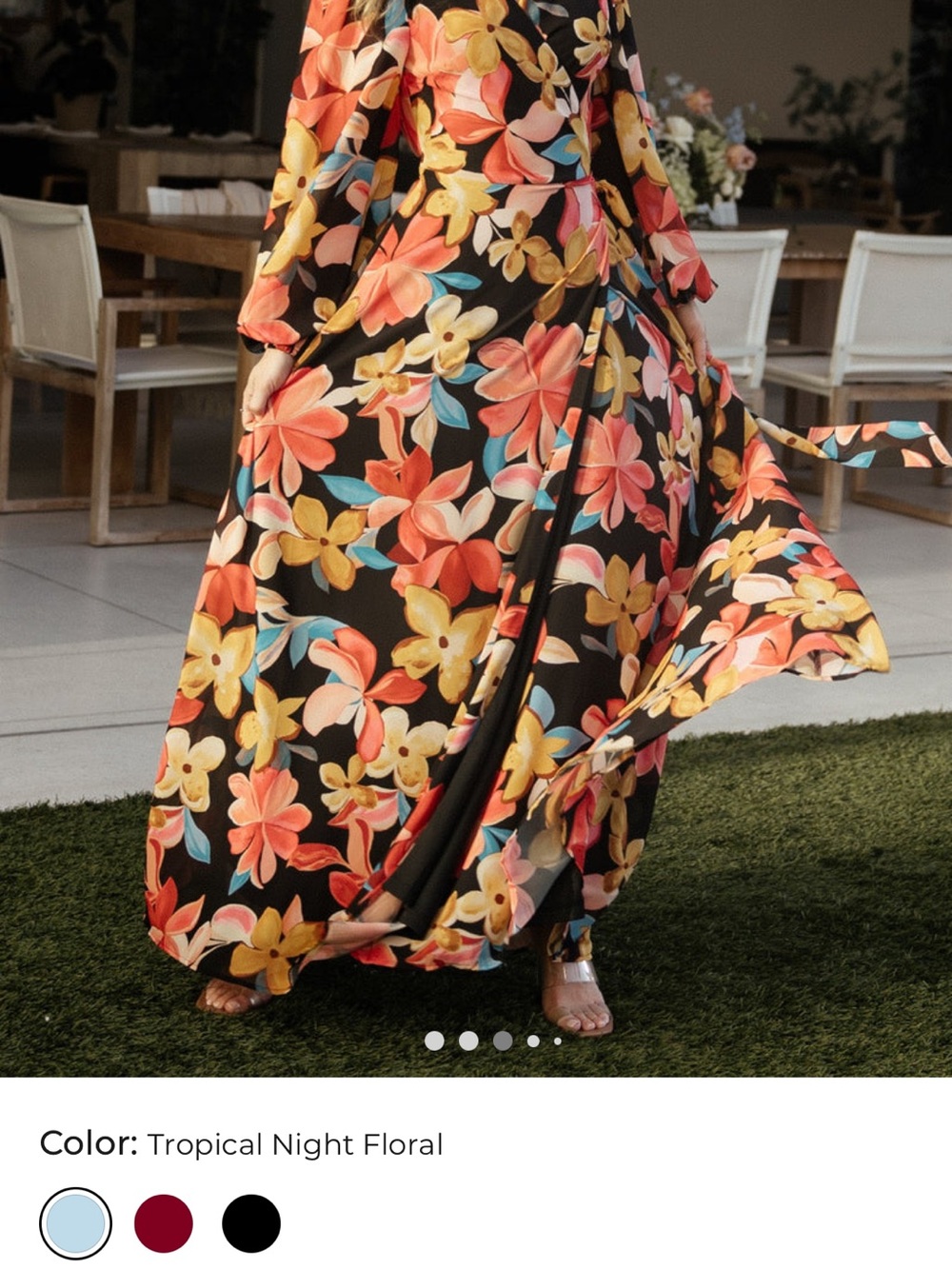 Baltic Born Black Tropical Floral Long Sleeve Maxi Dress